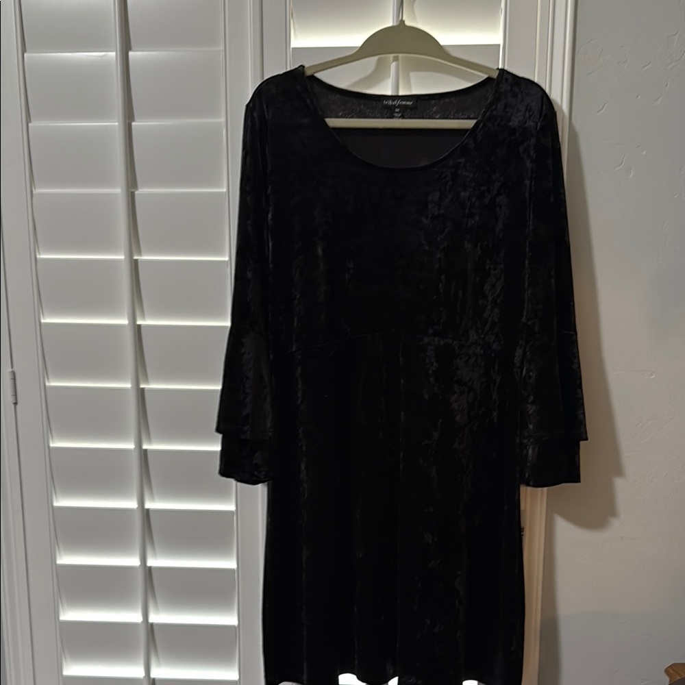 Black Sheath Mini Dress with Bell Sleeves